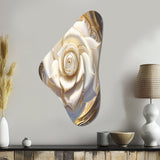 Exquisite White Rose Delicate Glam Illustration - Asymmetric Metal Wall Art