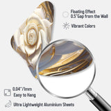 Exquisite White Rose Delicate Glam Illustration - Asymmetric Metal Wall Art