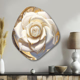 Exquisite White Rose Delicate Glam Illustration - Asymmetric Metal Wall Art