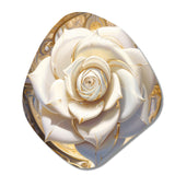 Exquisite White Rose Delicate Glam Illustration - Asymmetric Metal Wall Art