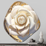 Exquisite White Rose Delicate Glam Illustration - Asymmetric Metal Wall Art