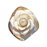 Exquisite White Rose Delicate Glam Illustration - Asymmetric Metal Wall Art