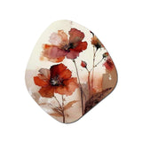 Red Poppy Flowers Delicate Retro Watercolor - Asymmetric Metal Wall Art