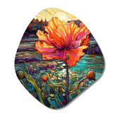 Glorious Pink Hibiscus By The Waterside - Asymmetric Metal Wall Art