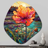 Glorious Pink Hibiscus By The Waterside - Asymmetric Metal Wall Art