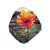 Glorious Pink Hibiscus By The Waterside - Asymmetric Metal Wall Art