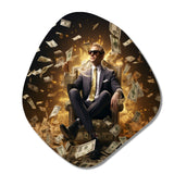 Billionaire Business Man Abundance Of Money - Asymmetric Metal Wall Art