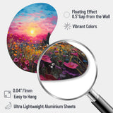 Breathtaking Sunset In Blossoming Flower Meadows I - Asymmetric Metal Wall Art