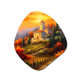 Beautiful Sunset Castle In Italian Vineyard - Asymmetric Metal Wall Art