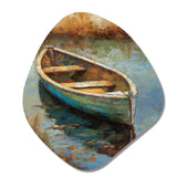 Lake Serenity Dinghy Boat Resting On The Water I - Asymmetric Metal Wall Art