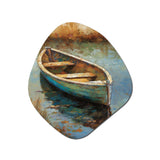 Lake Serenity Dinghy Boat Resting On The Water I - Asymmetric Metal Wall Art