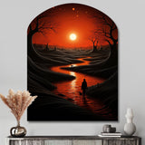 Magical Sunset Over Minimal River Landscape I - Asymmetric Metal Wall Art