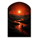 Magical Sunset Over Minimal River Landscape I - Asymmetric Metal Wall Art