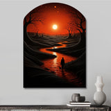 Magical Sunset Over Minimal River Landscape I - Asymmetric Metal Wall Art