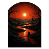 Magical Sunset Over Minimal River Landscape I - Asymmetric Metal Wall Art