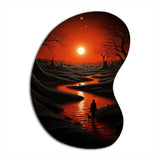 Magical Sunset Over Minimal River Landscape I - Asymmetric Metal Wall Art