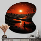 Magical Sunset Over Minimal River Landscape I - Asymmetric Metal Wall Art