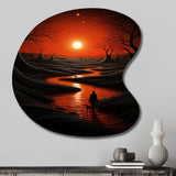 Magical Sunset Over Minimal River Landscape I - Asymmetric Metal Wall Art