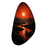 Magical Sunset Over Minimal River Landscape I - Asymmetric Metal Wall Art