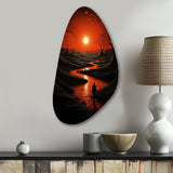 Magical Sunset Over Minimal River Landscape I - Asymmetric Metal Wall Art