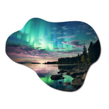 Magical Lake Landscape Aurora Borealis II - Asymmetric Metal Wall Art