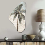 Tropical Palm Tree In Faded Retro Colors - Asymmetric Metal Wall Art