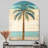 Tropical Palm Tree In Faded Retro Colors I - Asymmetric Metal Wall Art