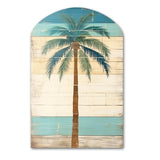 Tropical Palm Tree In Faded Retro Colors I - Asymmetric Metal Wall Art