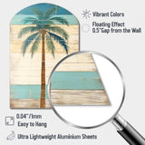 Tropical Palm Tree In Faded Retro Colors I - Asymmetric Metal Wall Art