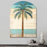 Tropical Palm Tree In Faded Retro Colors I - Asymmetric Metal Wall Art