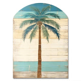 Tropical Palm Tree In Faded Retro Colors I - Asymmetric Metal Wall Art