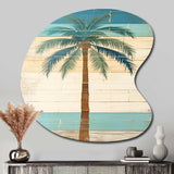 Tropical Palm Tree In Faded Retro Colors I - Asymmetric Metal Wall Art