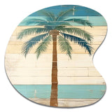 Tropical Palm Tree In Faded Retro Colors I - Asymmetric Metal Wall Art