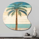 Tropical Palm Tree In Faded Retro Colors I - Asymmetric Metal Wall Art