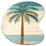 Tropical Palm Tree In Faded Retro Colors I - Asymmetric Metal Wall Art