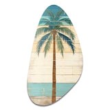 Tropical Palm Tree In Faded Retro Colors I - Asymmetric Metal Wall Art