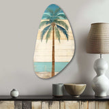 Tropical Palm Tree In Faded Retro Colors I - Asymmetric Metal Wall Art