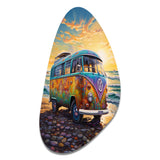 Magic Hippie Bus On The Beach - Asymmetric Metal Wall Art