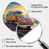 Magic Hippie Bus On The Beach - Asymmetric Metal Wall Art