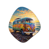 Magic Hippie Bus On The Beach - Asymmetric Metal Wall Art