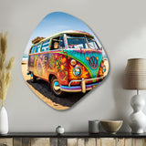 Magic Hippie Bus On The Beach I - Asymmetric Metal Wall Art