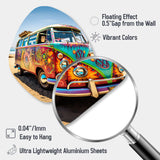 Magic Hippie Bus On The Beach I - Asymmetric Metal Wall Art