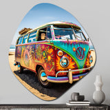 Magic Hippie Bus On The Beach I - Asymmetric Metal Wall Art