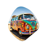 Magic Hippie Bus On The Beach I - Asymmetric Metal Wall Art