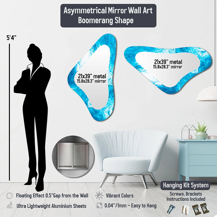 Modern Asymmetrical Mirror - Sweet Serenity II - Boomerang Shape Mirror