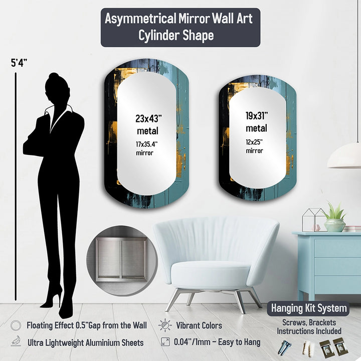 Abstract Midcentury Wall Mirror - Black Mid Century Fusion IV - Asymmetrical Mirror
