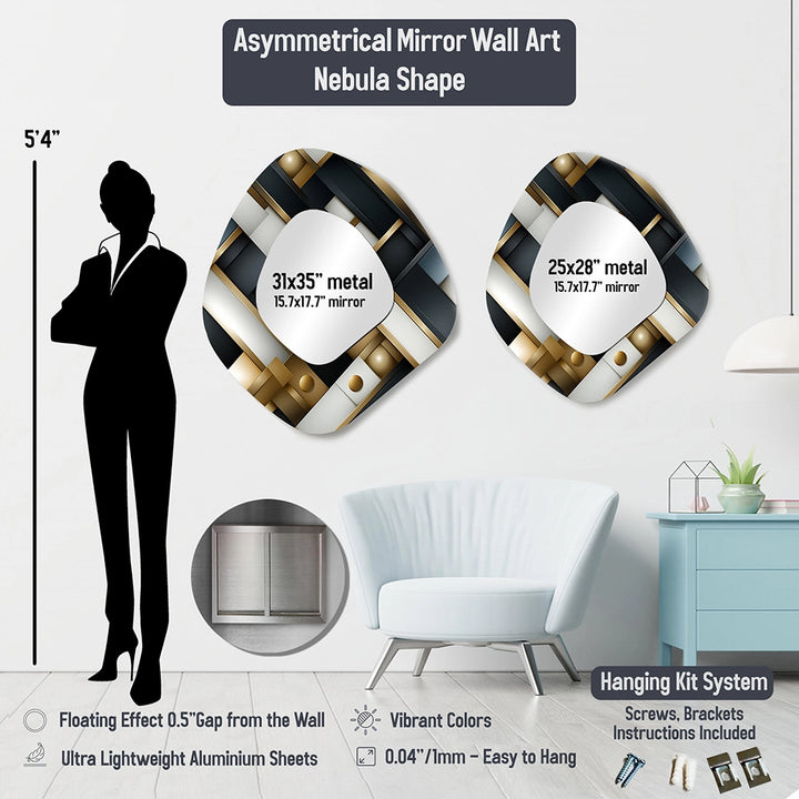 Modern Wall Mirror - Beige Minimalism Spiral Poteries I - Asymmetrical Mirror