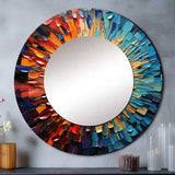 Colorful Vinyl Record Vinyl Mosaic I - Music Multi-Color Large Round Mirror