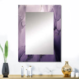 Modern Metal Wall Mirror - Purple and Grey Marble Ink Clouds X