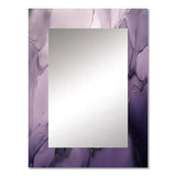 Modern Metal Wall Mirror - Purple and Grey Marble Ink Clouds X